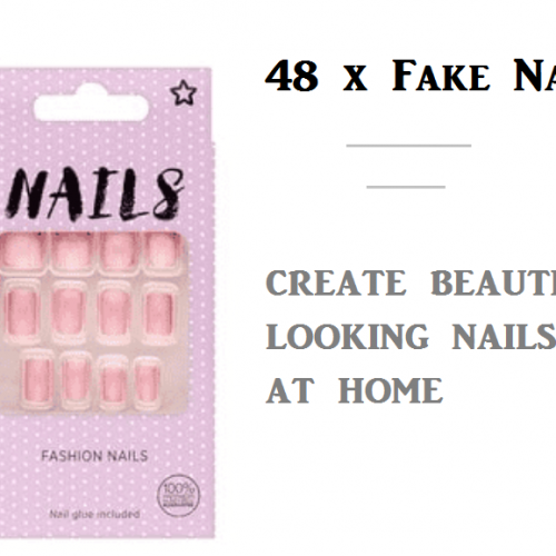 48 x Artificial Nails Mid Pink-Glue Included Create Beautiful Nail at Home
