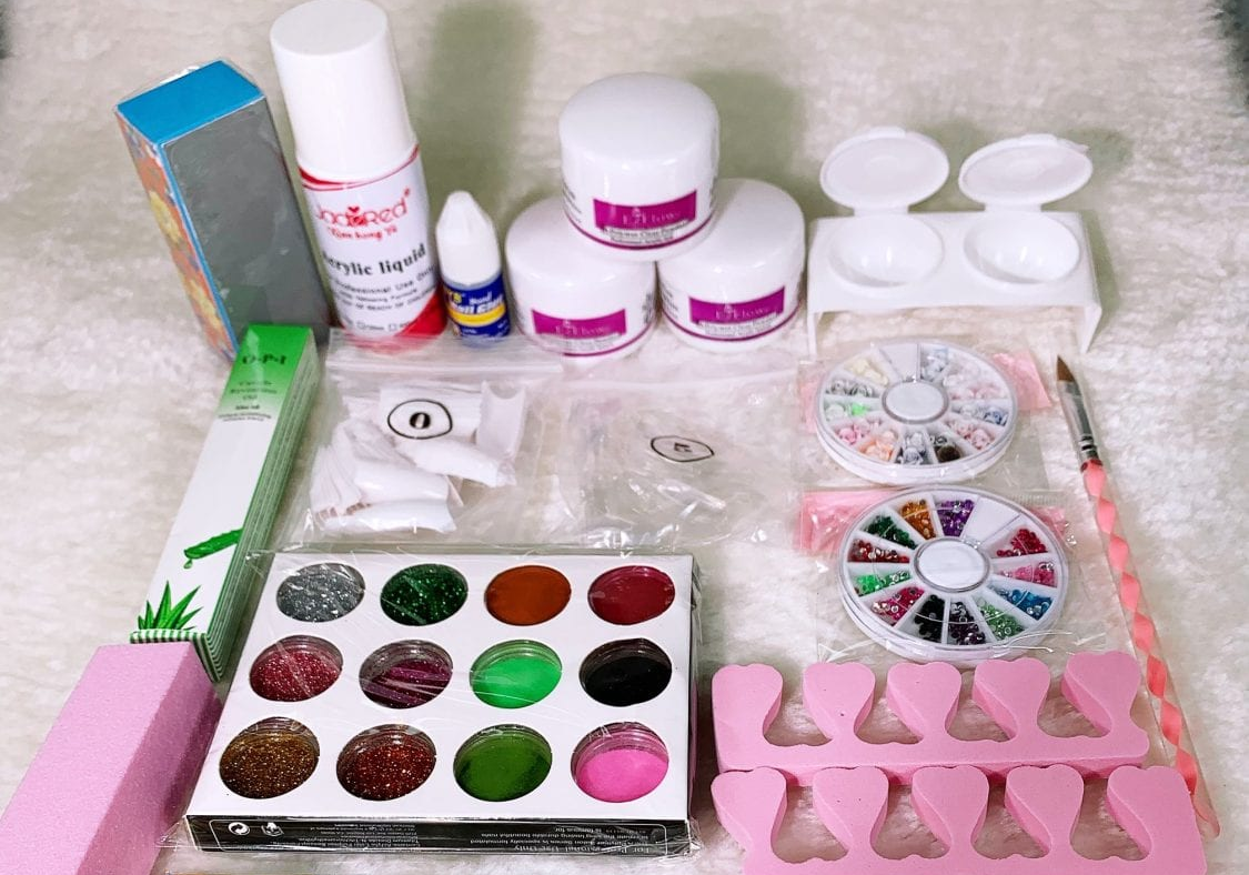 Acrylic Nail Kit-Acrylic Liquid + Powder, Nail Art Tools,Decorations-20 pcs