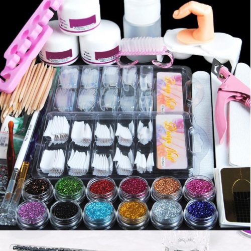 Acrylic Nail Kit-Acrylic Powder, Glitter, False Nails, Nail Art Tools-23 pcs