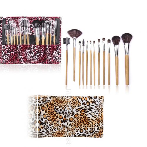 12pcs Wooden Essential Makeup Brush Set with Print Case-Gift Idea-