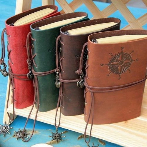 Vintage Style Leather Cover & Journal Notebook -Choose Colour-Gift Idea