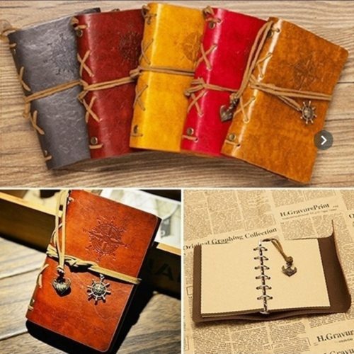Vintage Style Leather Cover & Journal Notebook -Choose Colour-Gift Idea