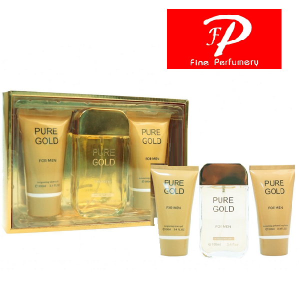 Fine Perfumery Pure Gold 3 Pieces Gift Set For Men