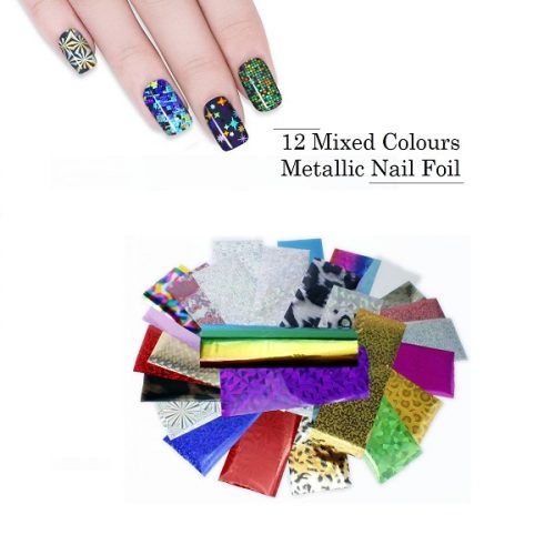 12 Mixed Colours Metallic Nail Foil-Nail Art